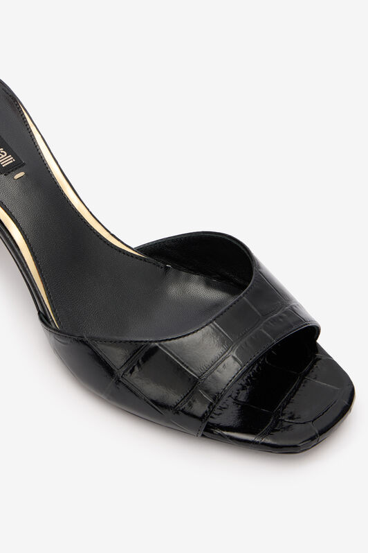 RC Mules Mit Breitem, Goldenem Absatz Schwarz VKS027-PZ579