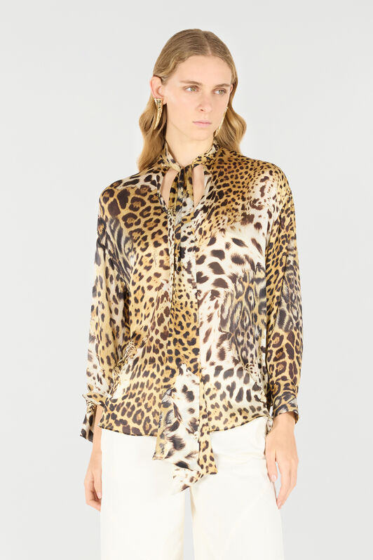 RC Camisa con estampado piel de jaguar Marrón claro UKT712-CTG34
