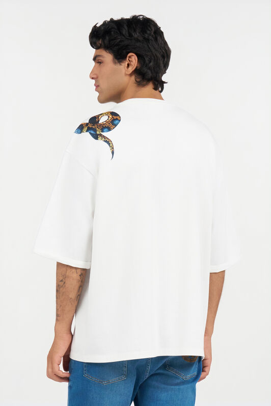 RC Camiseta oversize con estampado de serpiente WHITE WRT62B-JD060