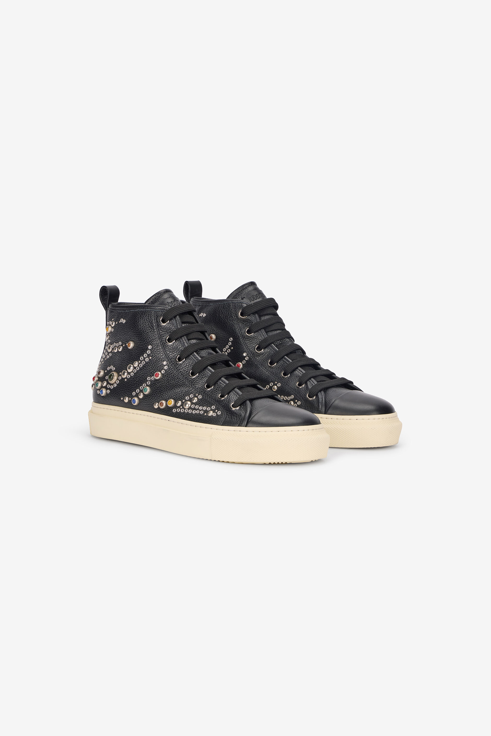 RC Hohe Sneakers Mit Nieten Und Edelsteinen Schwarz VRS020-PZB05
