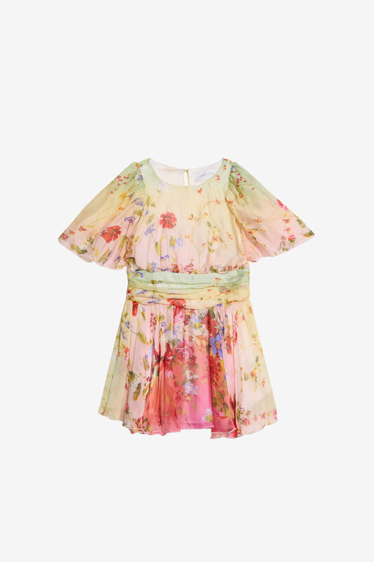 JU Kleid mit Miami Flowers-Print GREEN/FUXIA WJT11I-CTR64