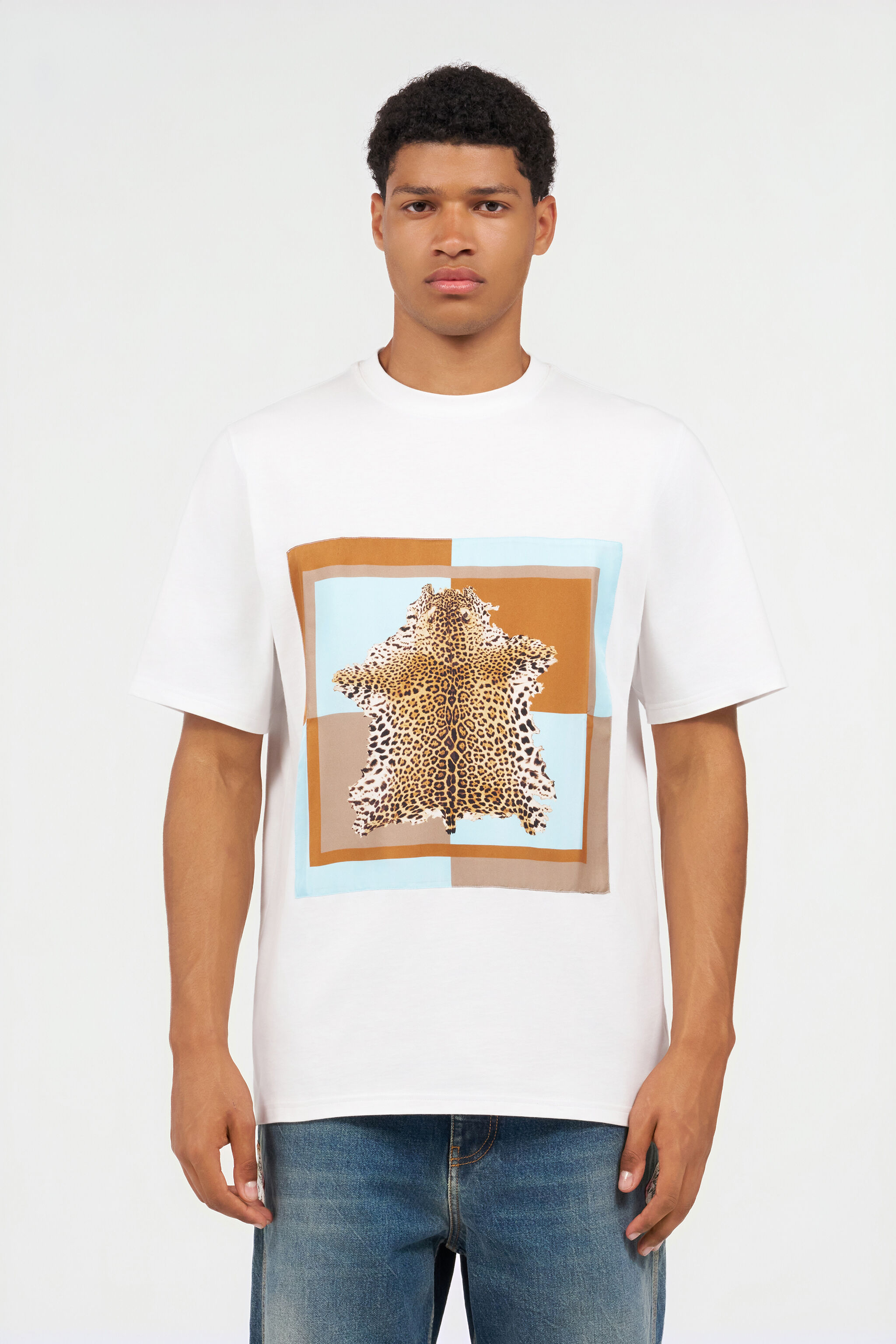 RC Camiseta de algodón con estampado de leopardo WHITE WNT61H-JD060