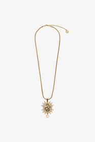 RC Snake Pendant Necklace with Pearls GOLD/IVORY/CRYSTAL WQG001-AM127