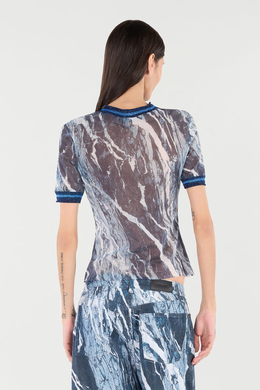 RC T-Shirt Mit Print Marble Und Glitzernden Säumen Dunkelblau UKT65E-6HN22