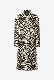 RC Coat With White Tigress Print Black/White UKT504-DJ088