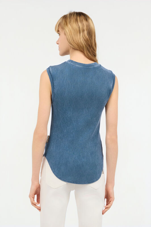 JC Geripptes Tanktop Mit Monogramm JC Blau UFT127-UF181
