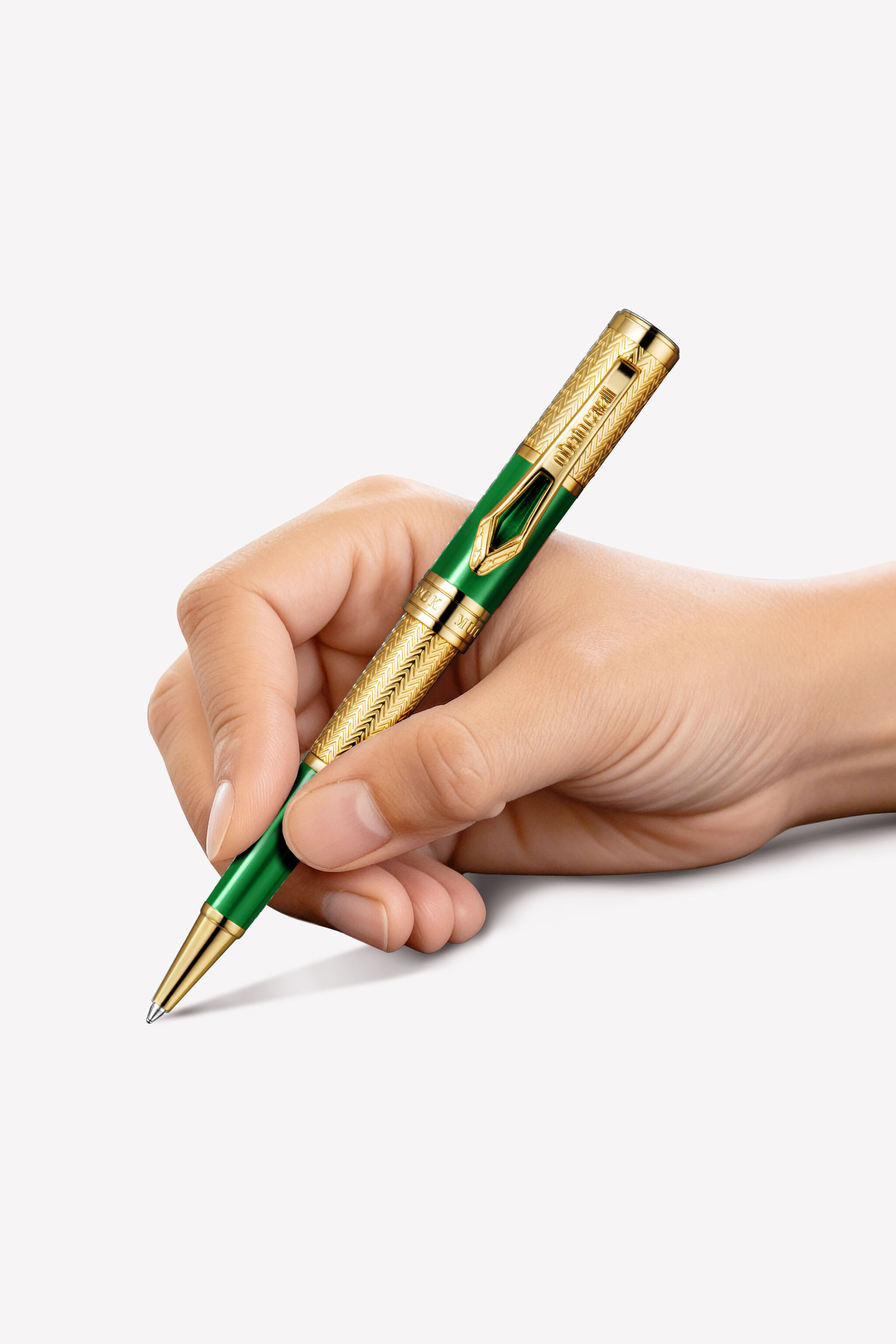 RC Bolígrafo Chevron Roberto Cavalli, Color Dorado y Laca Verde GOLD VALG07-IG269