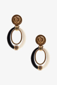 RC Logo Drop Earrings Black/White TKG005-AM021