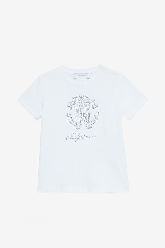 JU Camiseta Con Monograma RC Y Firma De Pedrería Blanco UJT62E-JD001