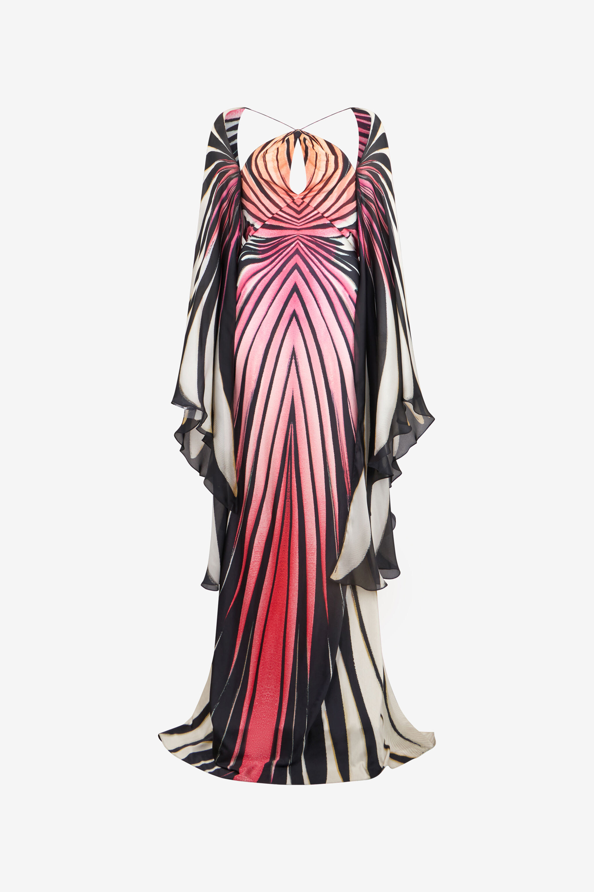 RC Maxikleid Aus Seide Mit Ray Of Paradise-Print CORAL XKT193-JRM33