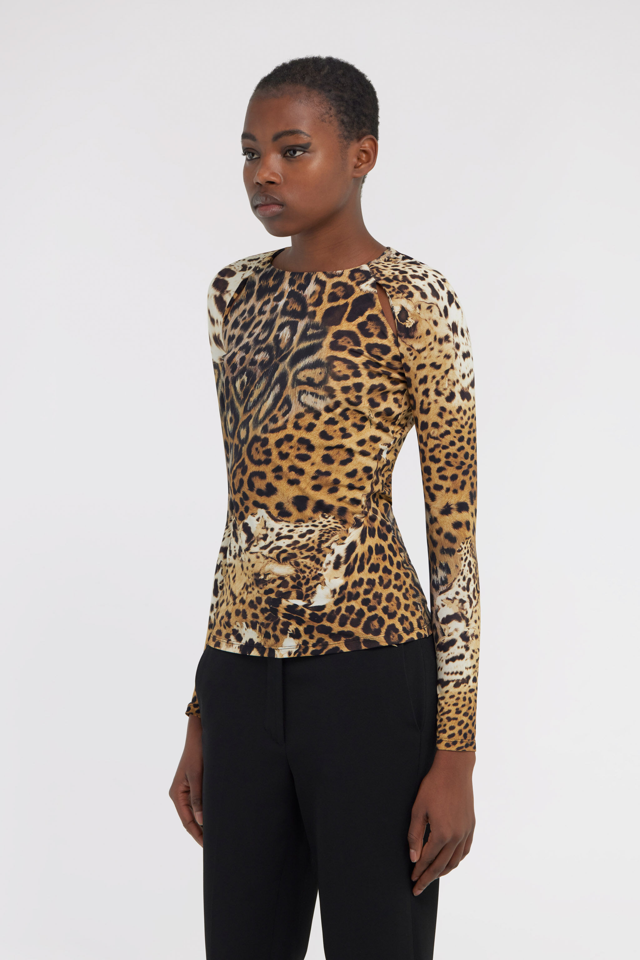 RC Long-sleeved T-shirt with Jaguar Skin print Hellbraun SKT605-LNG34