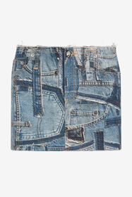RC Patchwork Capsule Collection Denim Mini Skirt Blue UWJ350-DS001