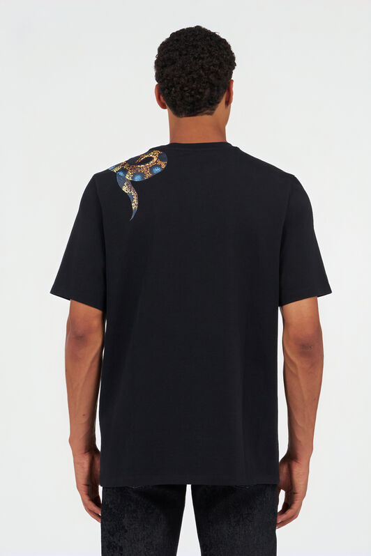 RC Camiseta de algodón con estampado de serpiente BLACK WRT61G-JD060
