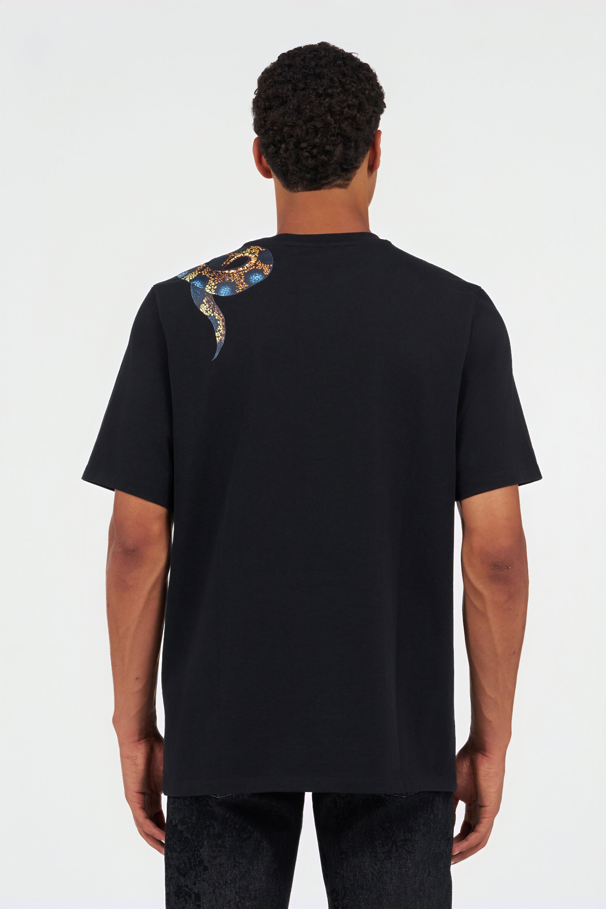 RC Camiseta de algodón con estampado de serpiente BLACK WRT61G-JD060