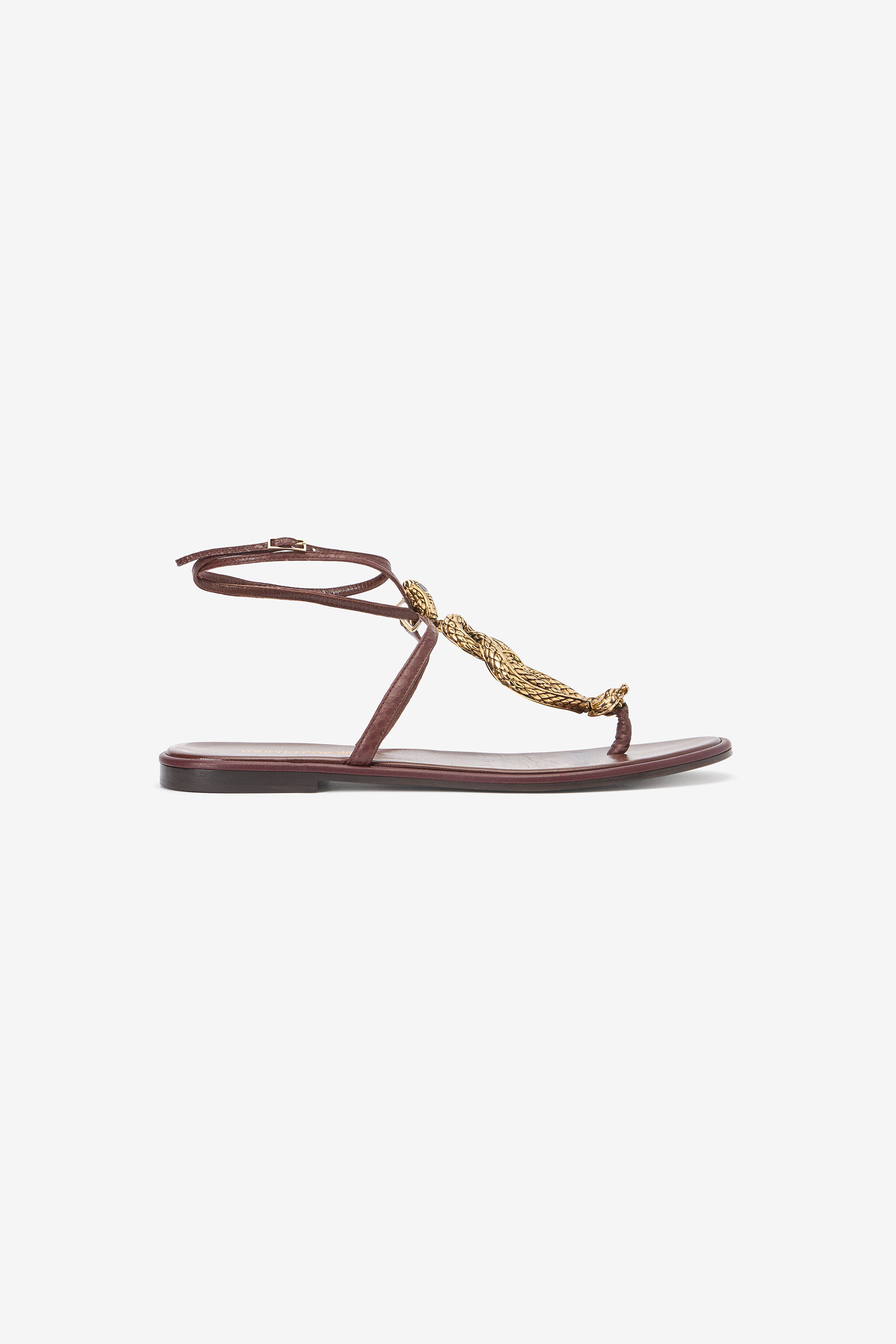 RC Brown Flat Thong Sandals with Snake Motif BROWN WWS003-PAM08
