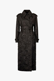RC Long Crinkle-Effect Trench Coat Black UKP505-PN082