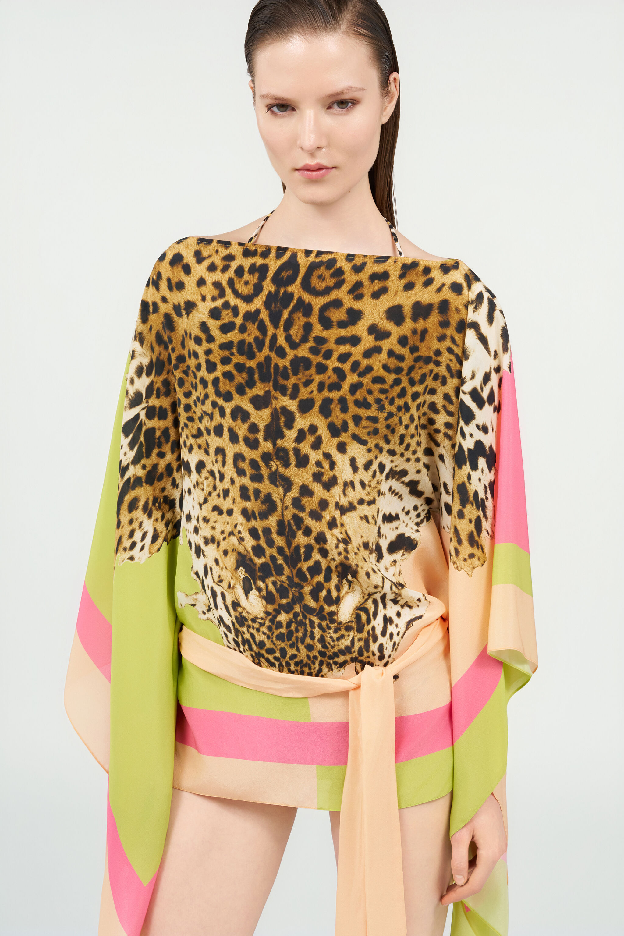 RC Kaftán de seda con estampado Cavalli Pop LIGHT GREEN WQT725-SQR33