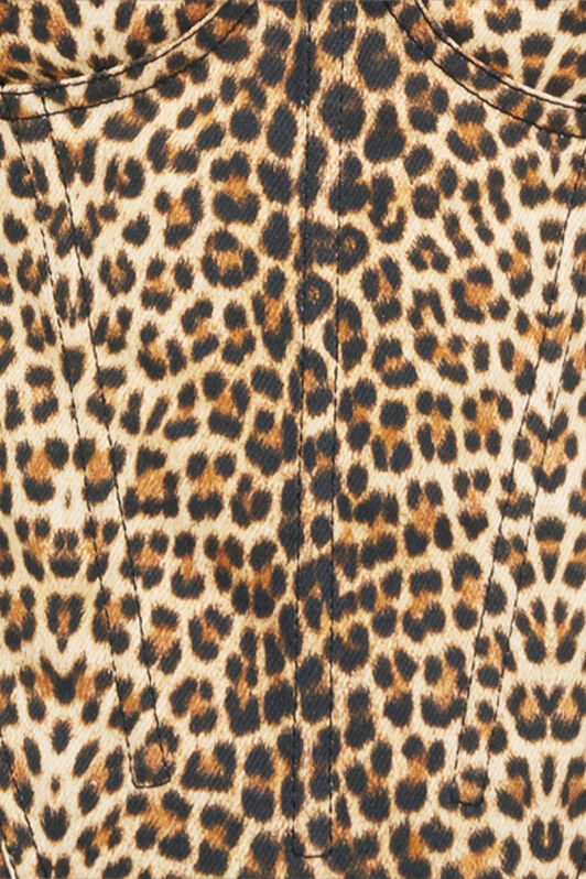 RC Ausgestelltes Kleid mit Bbay Jaguar-Print und ausgefransten Abschlüssen BROWN WQJ106-DAR31