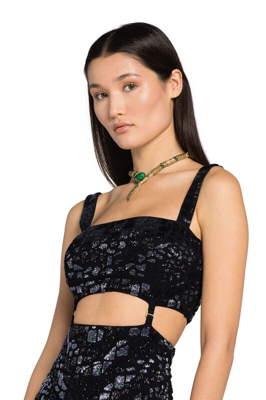 RC Leopard Bead-Embellished Mini Dress Schwarz JQR155-JJ050