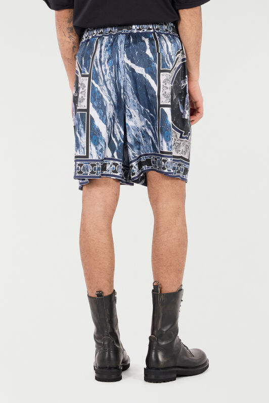 RC Short À Imprimé Marble Et Ornements Bleu foncé URT271-4QN64