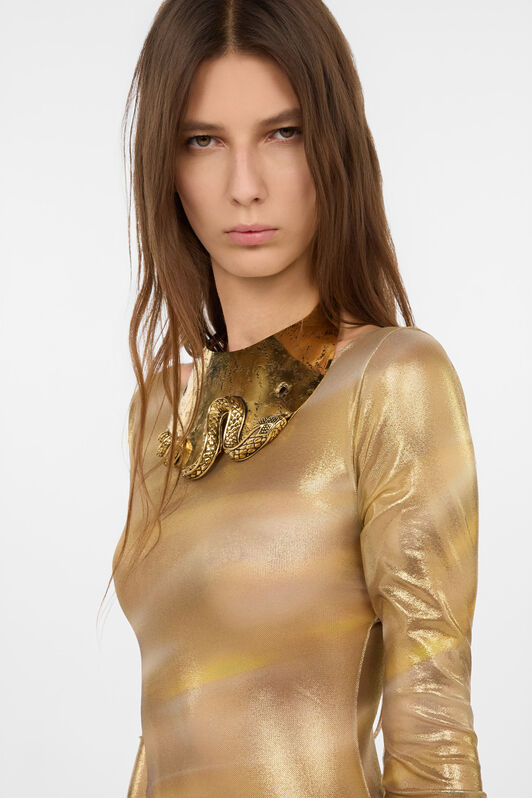 RC Langes transparentes Kleid mit Nilo Print GOLD-SAHARA WWT127-TLS27