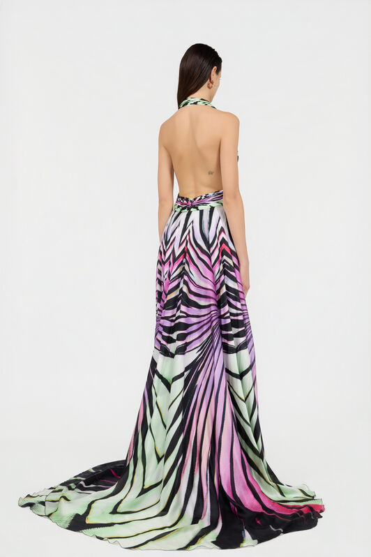 RC Maxikleid aus Seide mit Ray of Paradise-Print MULTICOLOR XKT158-CTM33