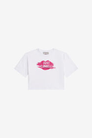 JC White Crop T-Shirt With Print and Logo WHITE WFT63L-5B007