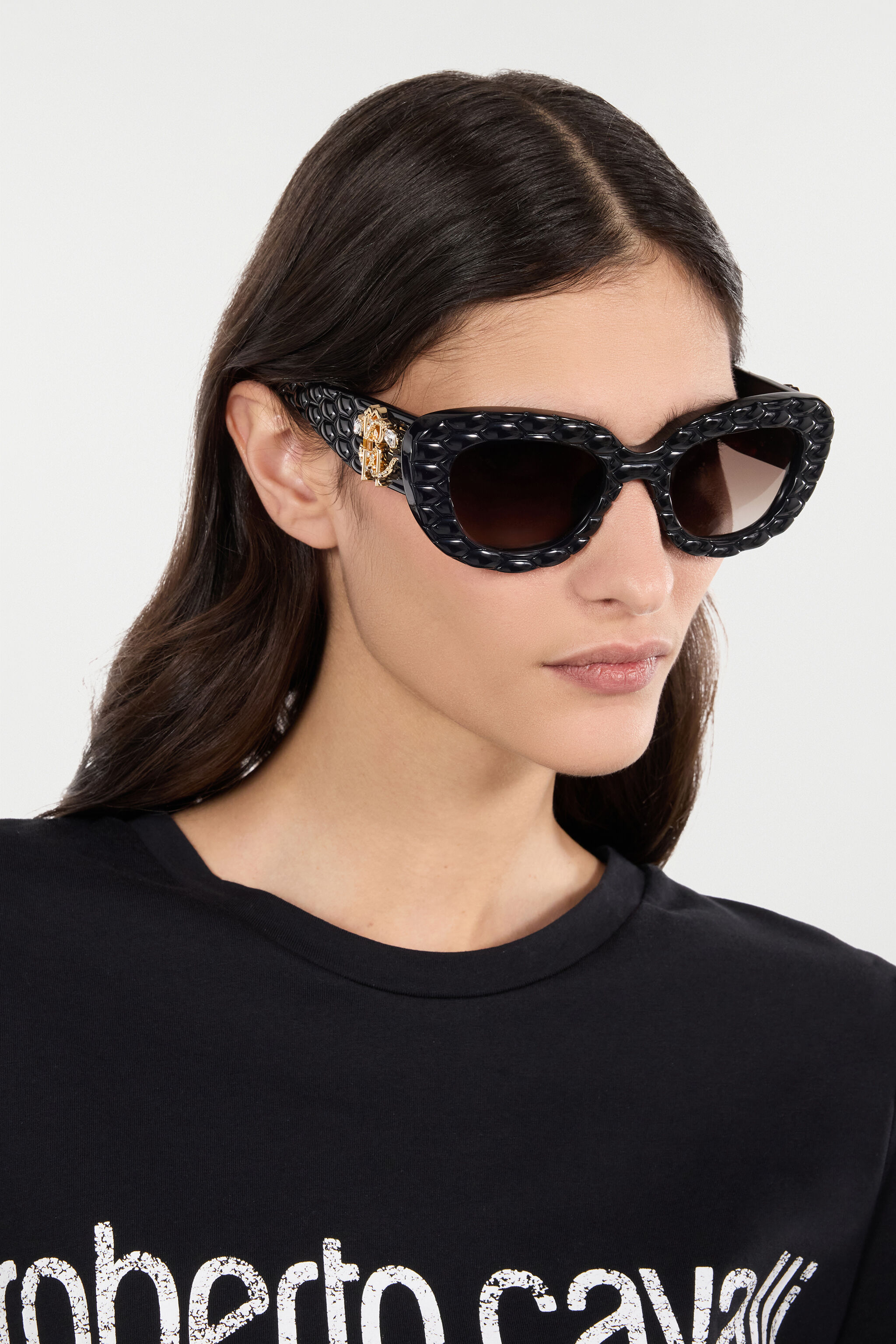 RC Sunglasses with wide bold cat-eye front Black UALD02-ID197