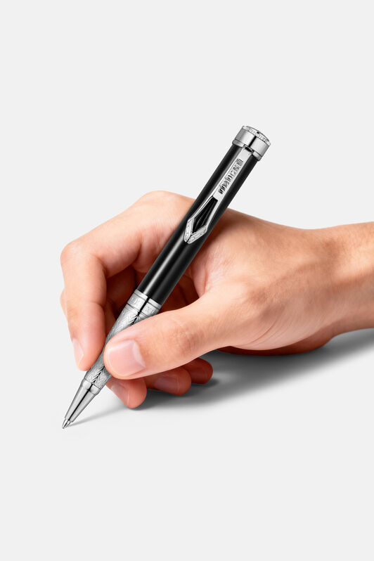 RC Penna a sfera Lacquer di Roberto Cavalli, color argento e lacca nera SILVER BLACK VALG09-IG272