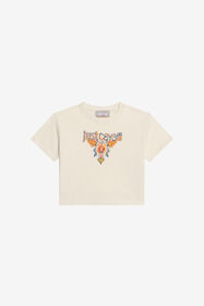 JC Ivory T-Shirt With Print and Logo IVORY PRISTINE WFT63X-JD060