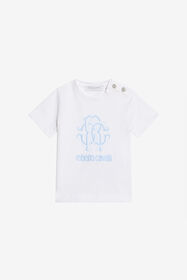 JU White Cotton T-Shirt With RC Logo MILKY WHITE WJT608-JD001