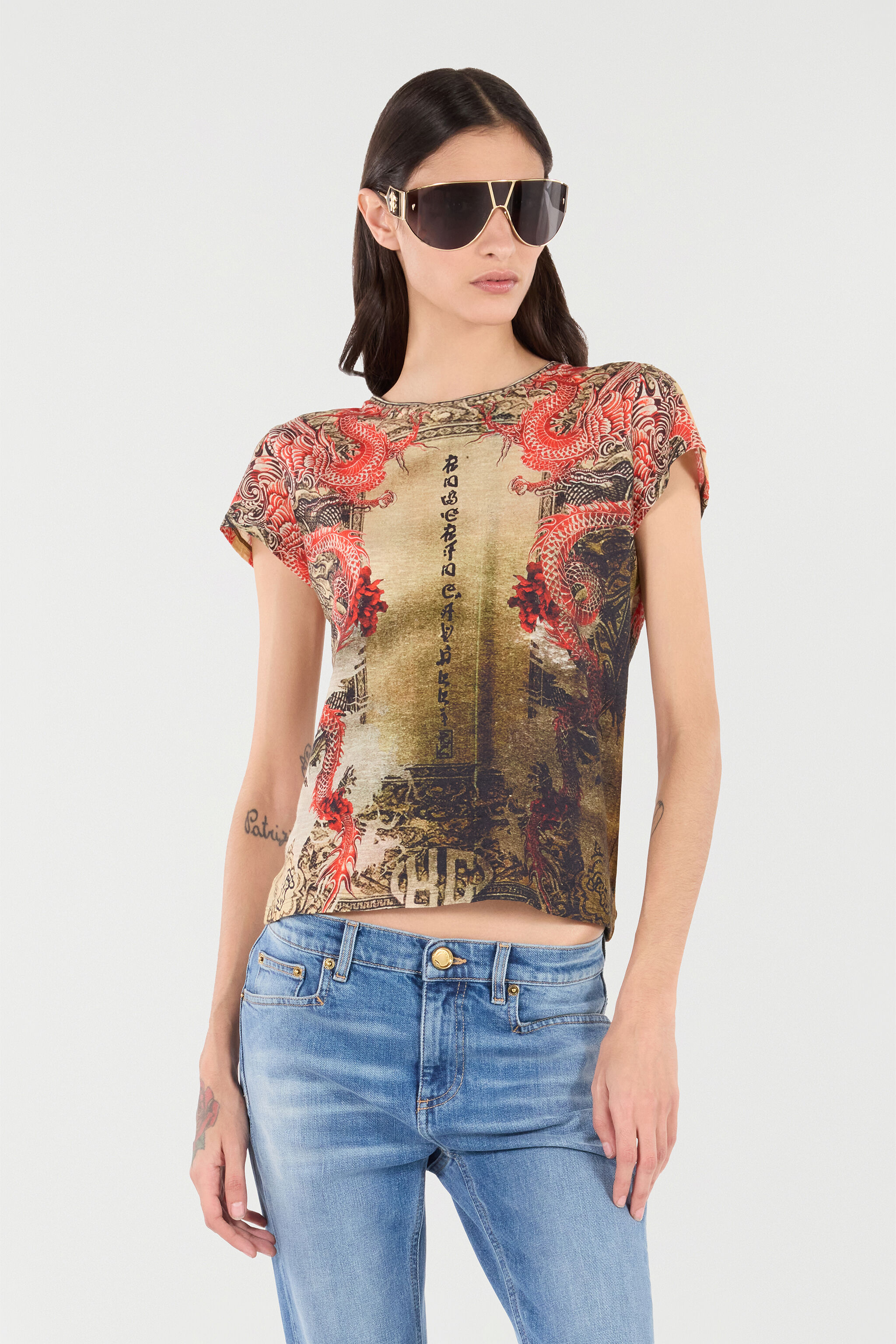RC T-Shirt Aus Baumwolle Mit Orientalischem Print NATURALE/ROSSO VQT61C-3DQ00