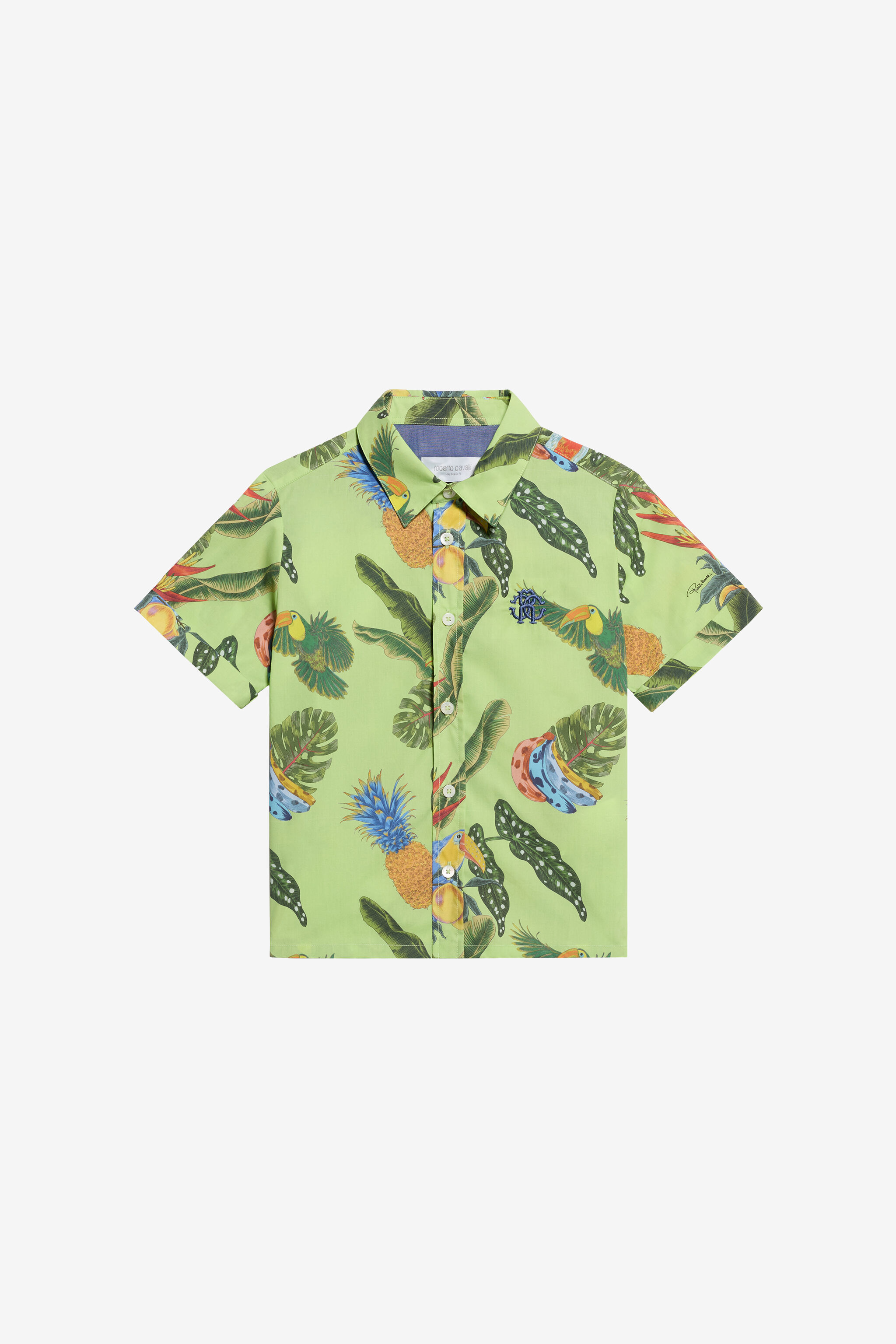 JU Camicia in Cotone con Stampa Tropicana LIME GREEN WJT70T-7MR12