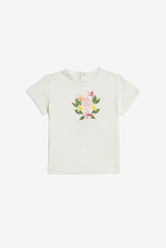 JU T-Shirt With RC Monogram And Floral Embroidery White UJT607-JD001