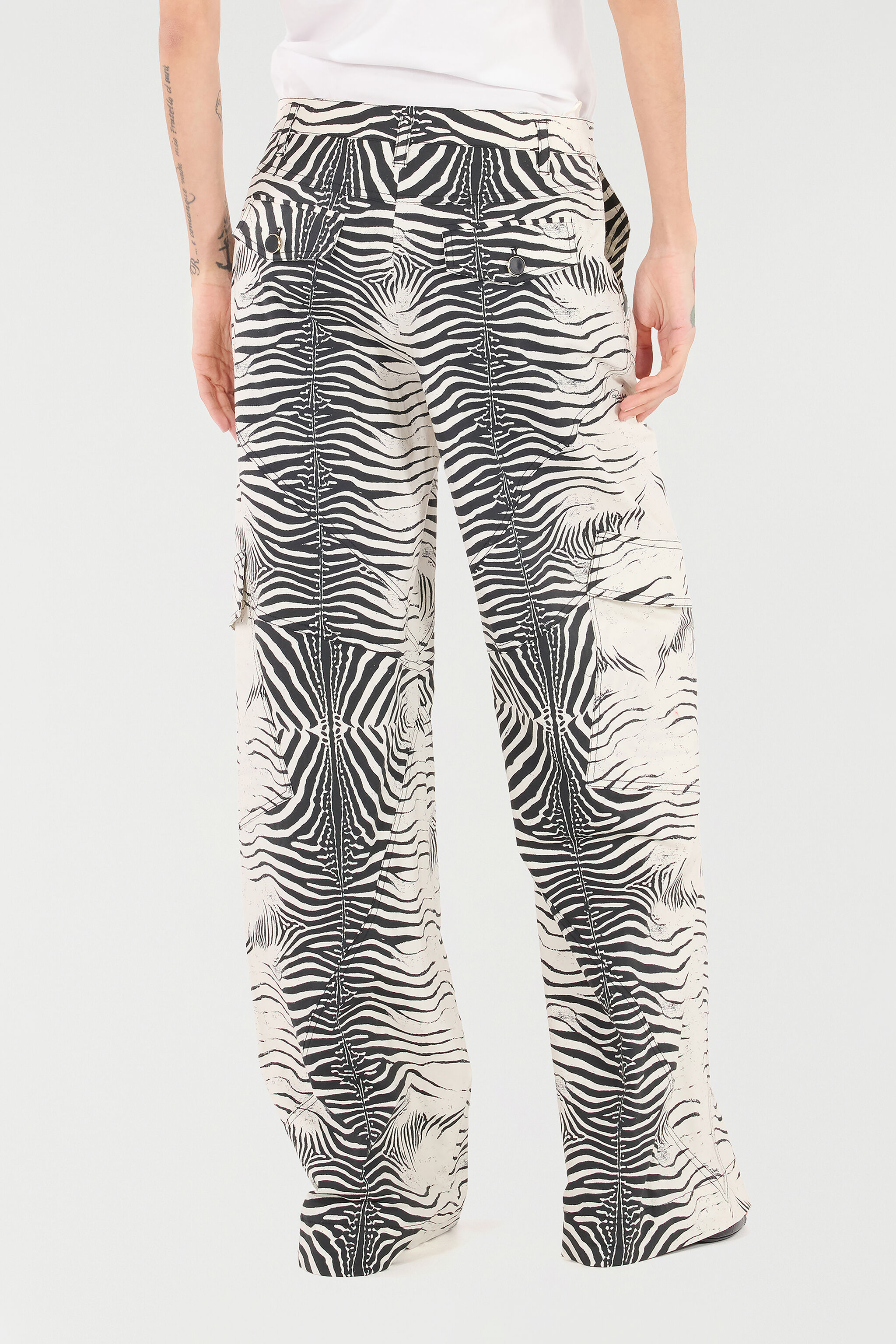 RC Pantalones De Algodón Elástico Con Estampado White Tigresse Negro/Blanco UKT211-3AN49