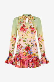 RC Miami Print Mini Dress GREEN/FUCHSIA WQT104-3AR32