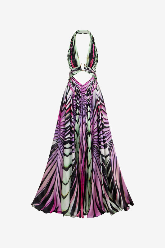RC Maxikleid aus Seide mit Ray of Paradise-Print MULTICOLOR XKT158-CTM33