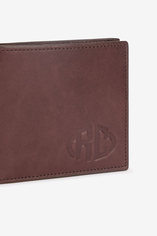 RC Cartera Cuadrada De Dos Pliegues Con Monograma RC Marrón VRA003-PGB00