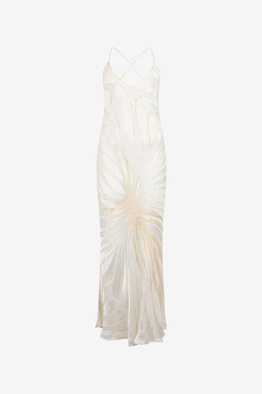 RC Slipkleid Mit Ray Devoré Muster WHITE XKT102-FXI15