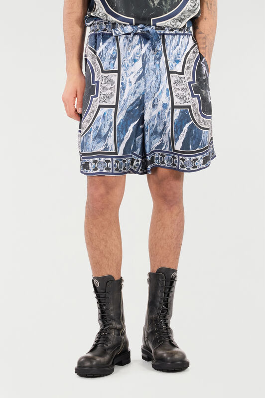 RC Short À Imprimé Marble Et Ornements Bleu foncé URT271-4QN64