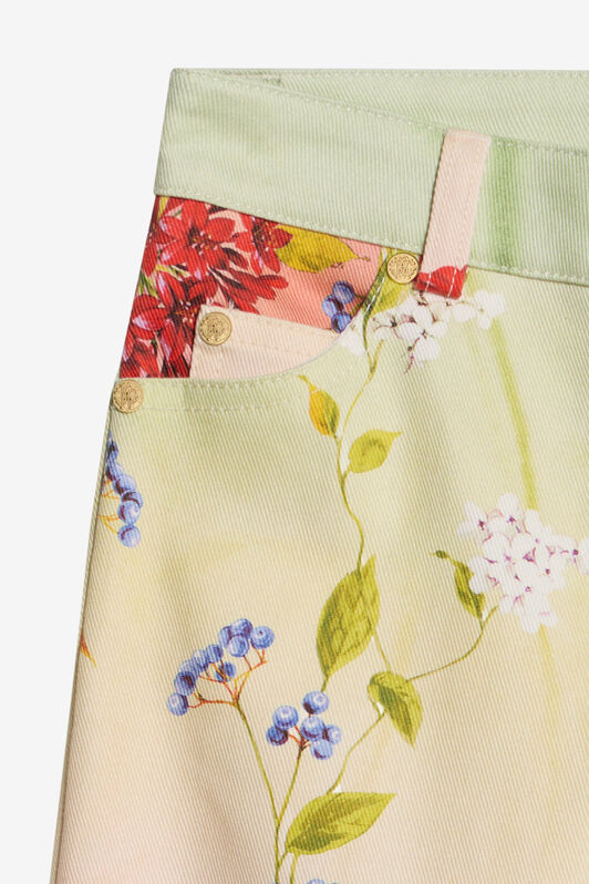 JU Hose mit Miami Flowers-Print GREEN/FUXIA WJT21N-DAR64