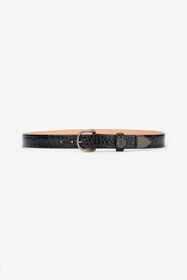 RC Leather Belt With Mirror Snake Monogram Black TRC001-PZ975