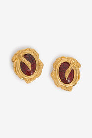 RC Golden Clip-On Earrings With Ruby Stone ORO/RUBINO VWG013-AM081