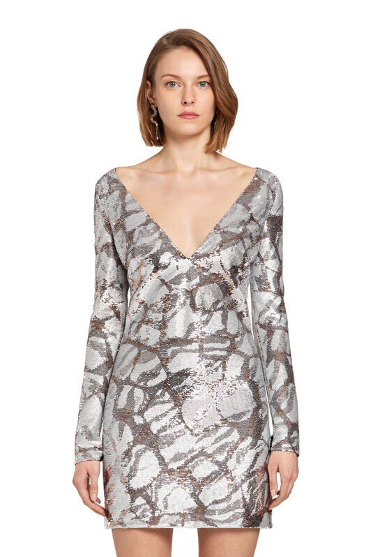 RC Kleid mit Jewel Tiger Twiga Print Silber JQR148-RT020