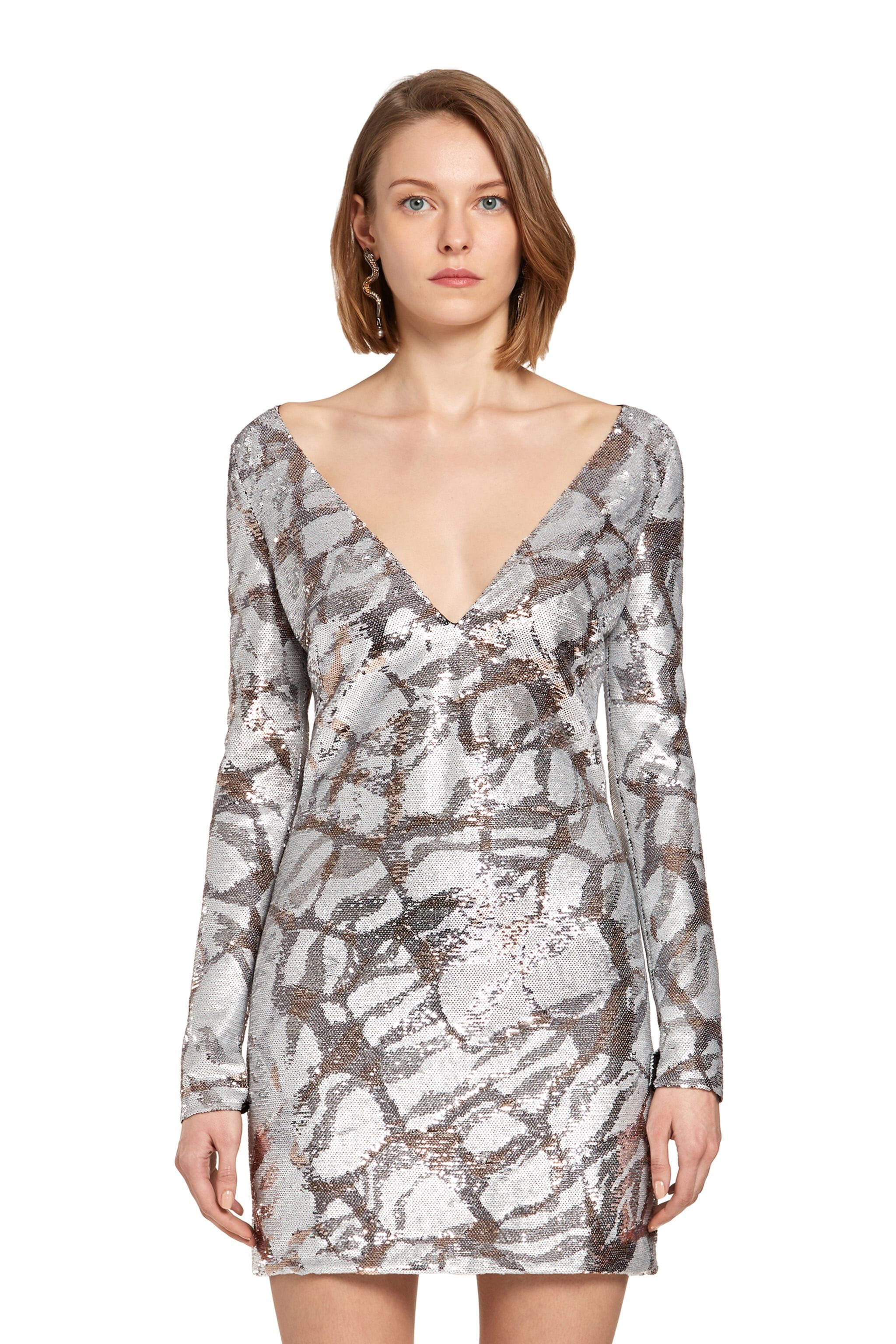 RC Kleid mit Jewel Tiger Twiga Print Silber JQR148-RT020