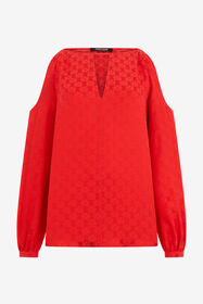 RC Silk Blouse with RC Print CORAL RED WQT601-RK010