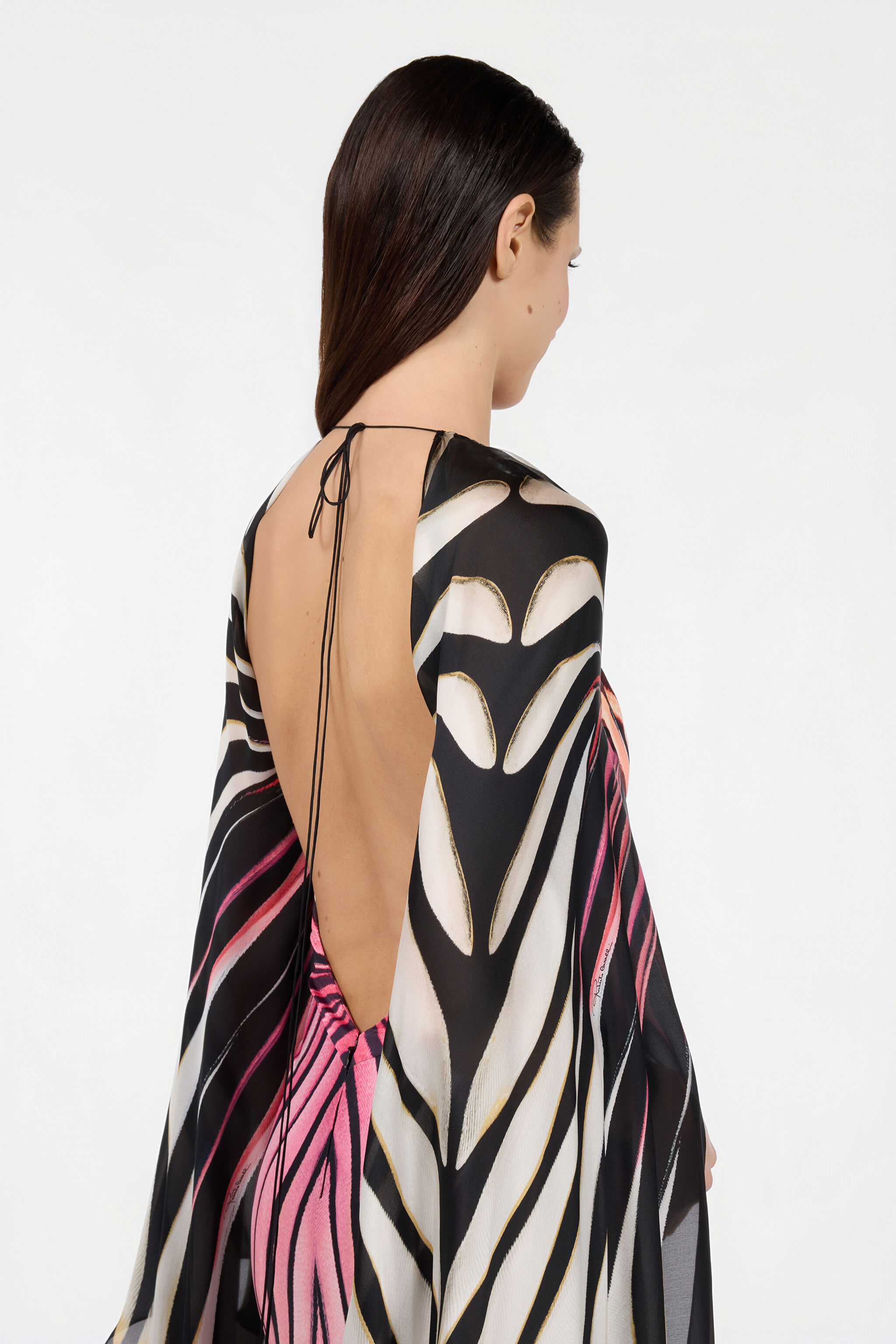 RC Maxikleid Aus Seide Mit Ray Of Paradise-Print CORAL XKT193-JRM33