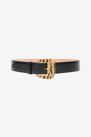 RC Cinturón Leopard Skin Con Hebilla Estilo Joya Negro VKC005-PZ796