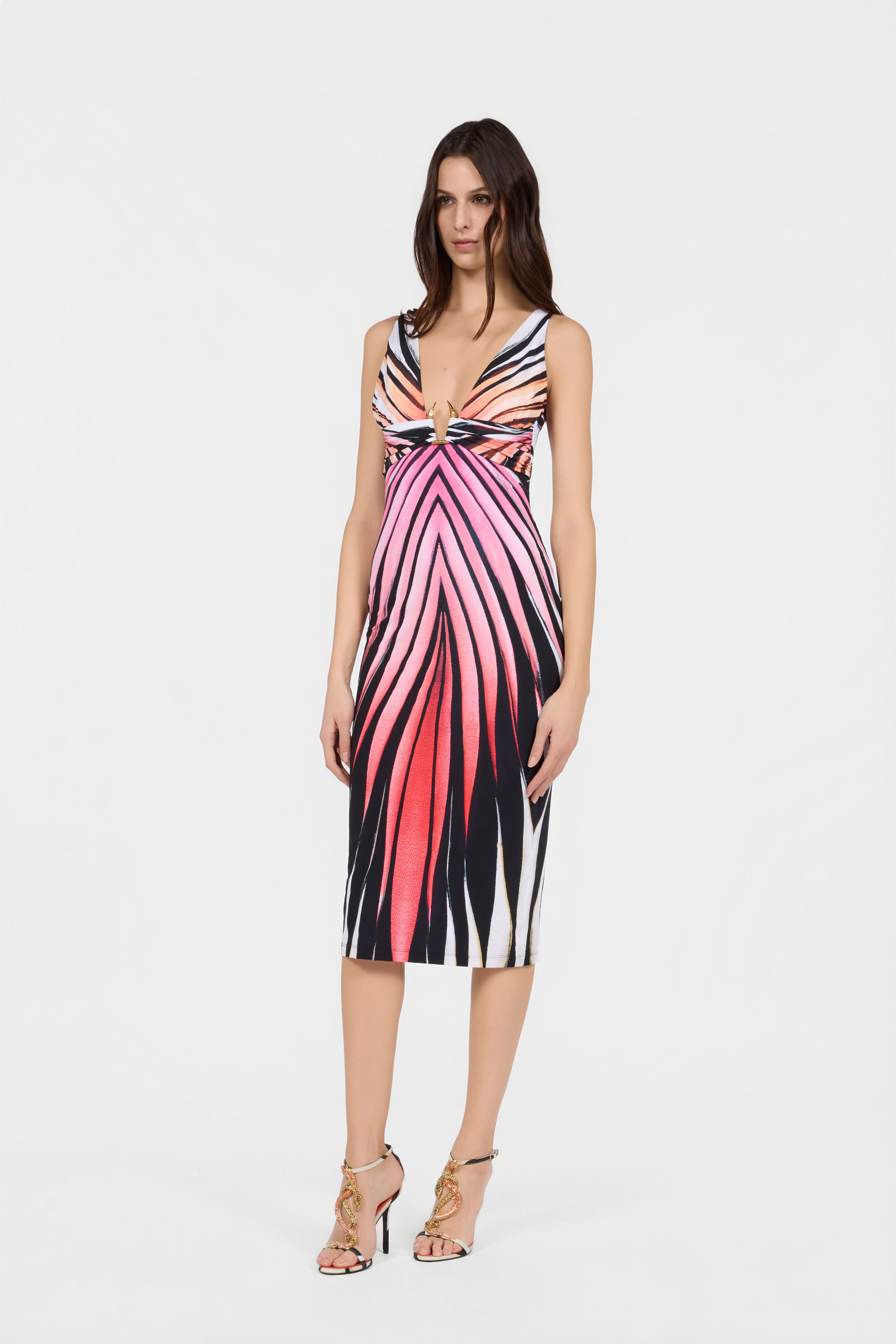 RC Ray Of Paradise Print Midikleid CORAL XKT100-LNM33