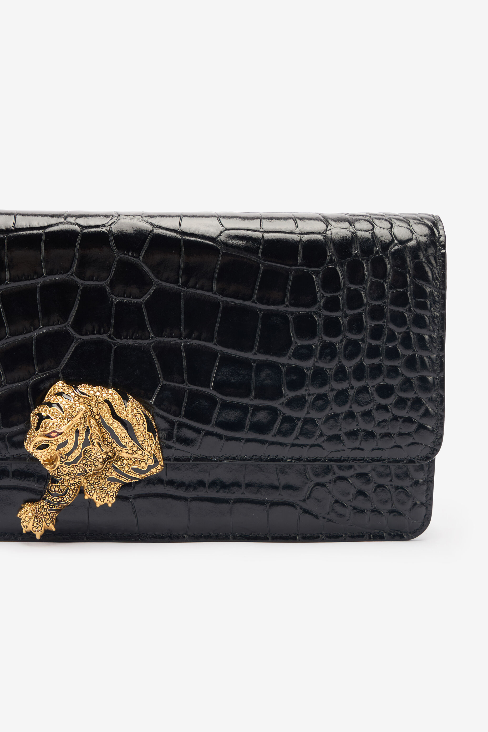 RC Bolso De Mano Pochette Largo Roar Estampado Cocodrilo Negro TKB012-PZ975